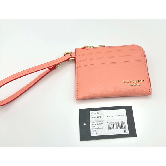 Kate Spade KL624 Devin Pop Trim Card Case Wristlet Setting Sun Saffiano Leather - Picture 4 of 15
